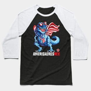 Dinosaur 4th Of July T Shirt Kids Boys Men Amerisaurus T Rex Baseball T-Shirt